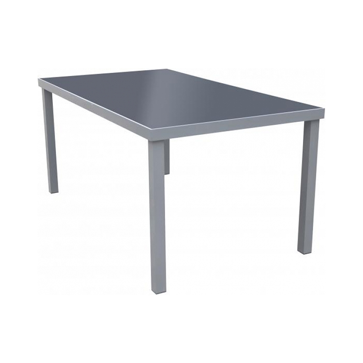 Table de jardin rectangulaire acier et verre trempé 160x90cm grise et noire