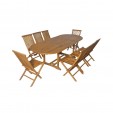 Salon de jardin en teck grade C Lombok : table ovale + 8 chaises