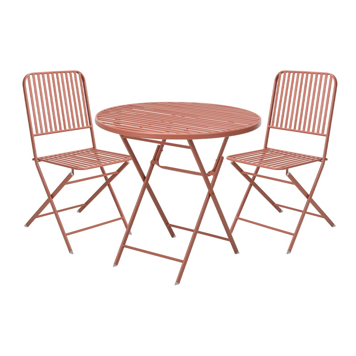 Ensemble table de jardin bistro ronde terracotta + 2 chaises