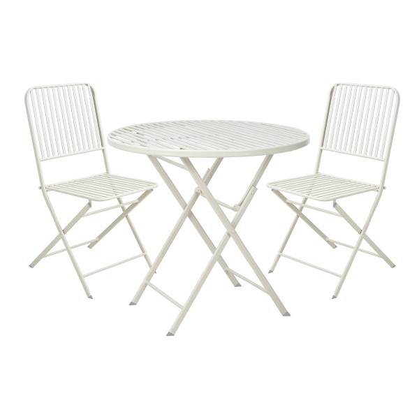 Ensemble table de jardin bistro ronde beige + 2 chaises